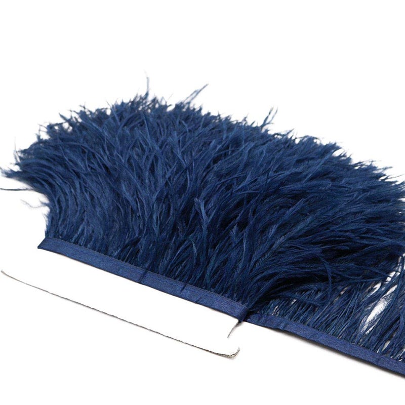 YEQIN 2 Yards Natural & Soft Ostrich Feathers Fringe Trims Ribbon - Used for Dress, Sewing Decoration, Craft Clothing, Boots, Wedding Decoration, DIY, Etc (Navy Blue) - Image 3